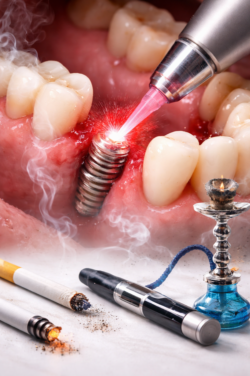 Efficacy of Adjunctive Antimicrobial Photodynamic Therapy to Mechanical Debridement in the Treatment of Peri-implantitis or Peri-implant Mucositis in Smokers: A Systematic Review and Meta-analysis