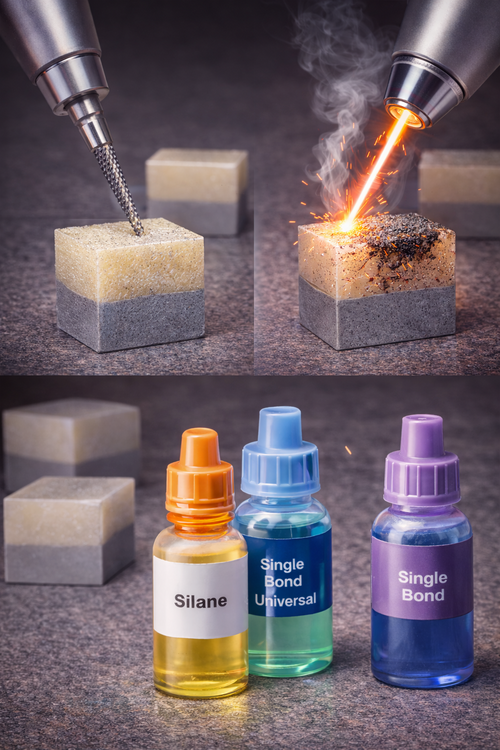 In vitro evaluation of repair bond strength of composite: Effect of surface treatments with bur and laser and application of universal adhesive